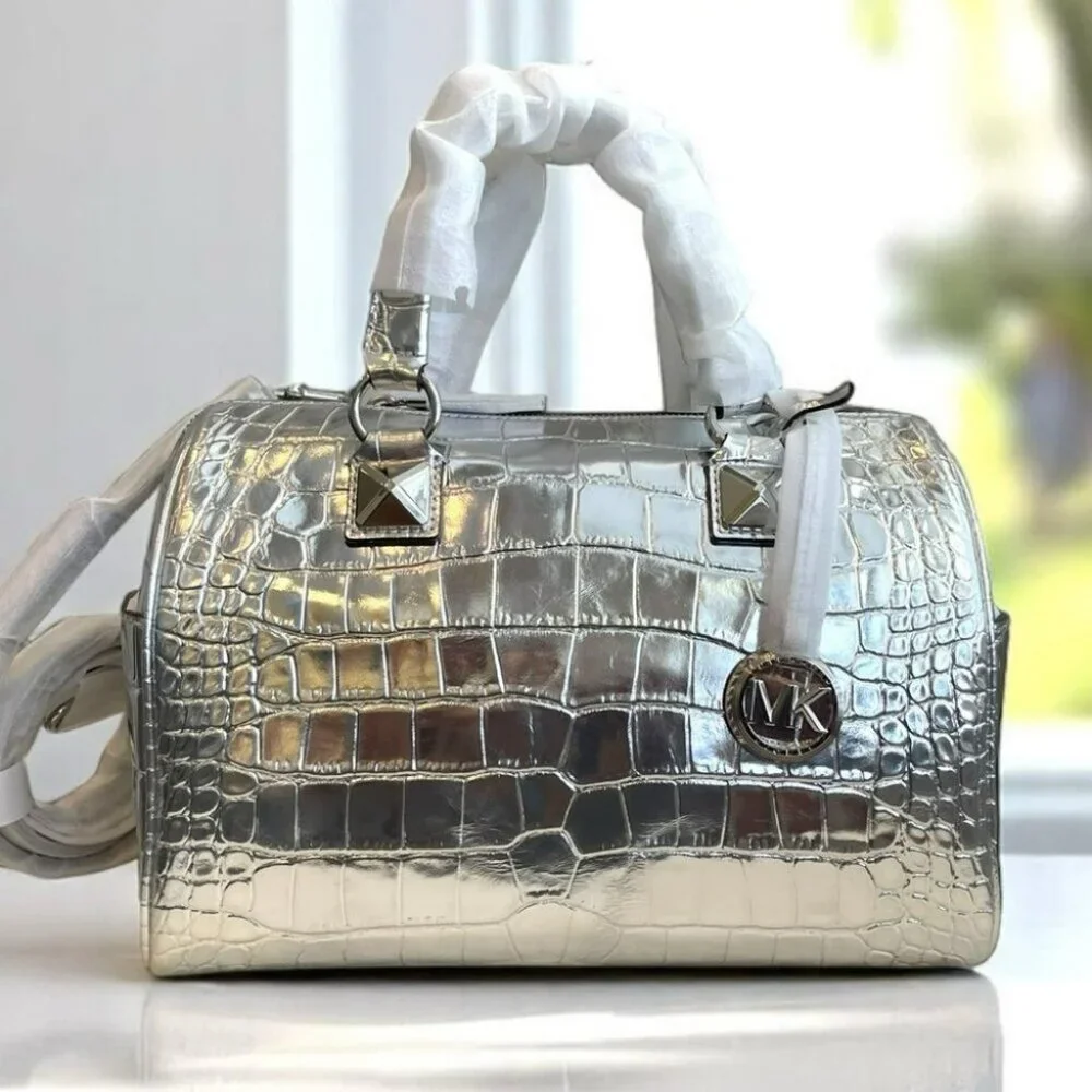 NWT Michael Kors Silver Satchel